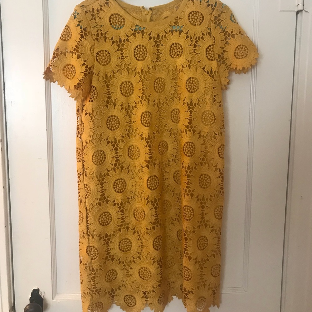 Mustard Yellow Floral Pattern Dress